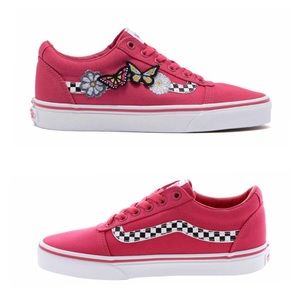 pink vans with butterflies